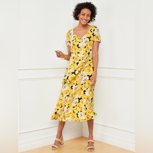 Talbots STRETCH CREPE MIDI DRESS PIPPY POPPIES Size 16w - Picture 4 of 7